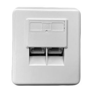 Utičnica nazidna Value pod uglom sa 2 x STP RJ45 kat. 6 Fully Shielded porta, dual Krone LSA & 110 IDC reglete