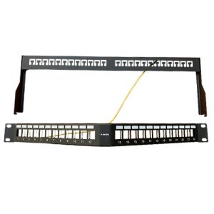 Patch panel modularni shielded 19”/1U ugaoni sa 24 slota za STP / UTP module