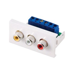 Uložak sa 3xRCA utičnicom (Composite Video & Stereo Audio)  - dim. 45x22.5mm (1M)